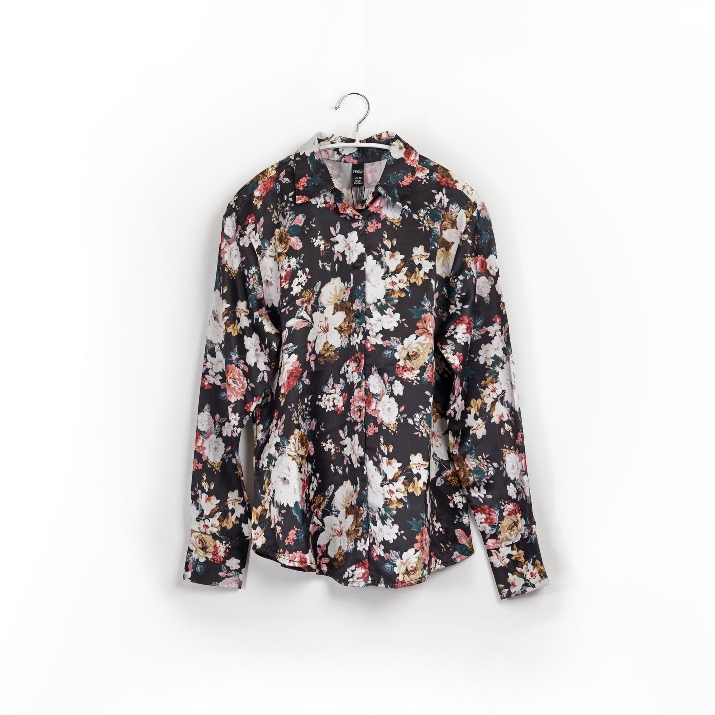 Black Floral Pattern Long Sleeve Blouse