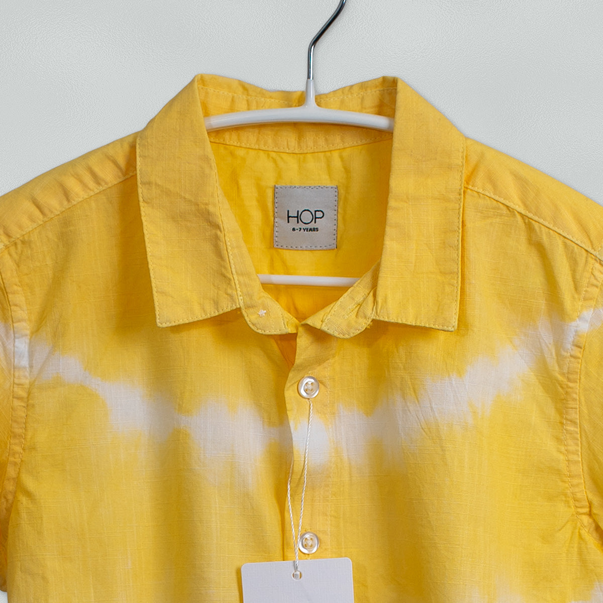 HOP Kids Yellow Tie-Dye Printed Shirt