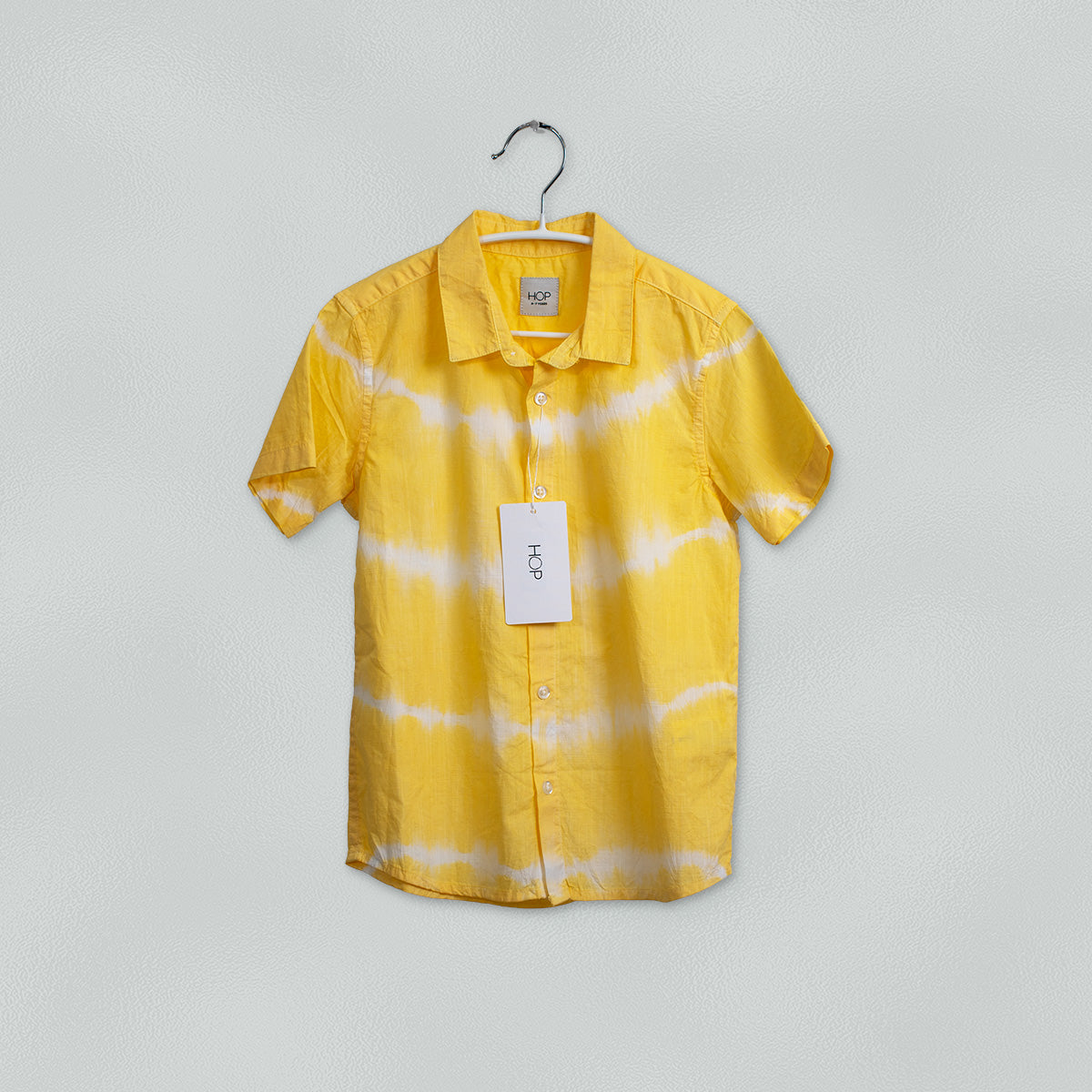 HOP Kids Yellow Tie-Dye Printed Shirt