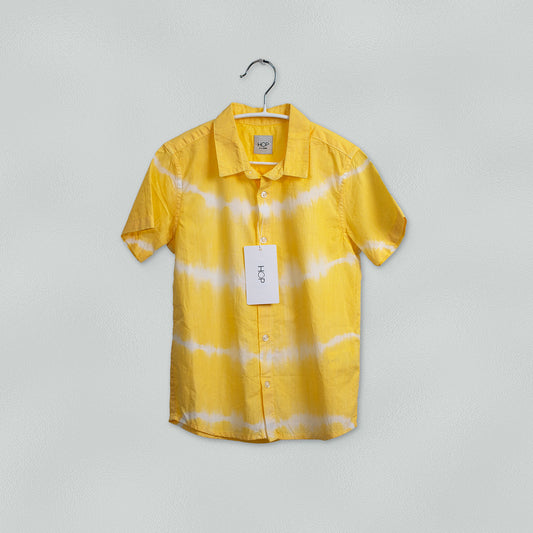 HOP Kids Yellow Tie-Dye Printed Shirt