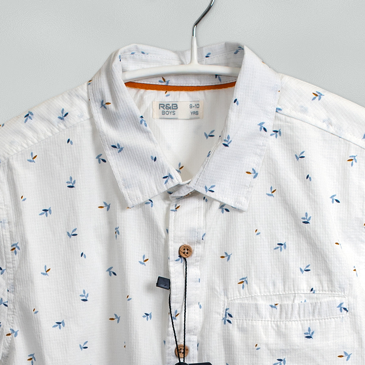 R&B Boys Leaf Print Relaxed Fit Shirt with Welt Pocket