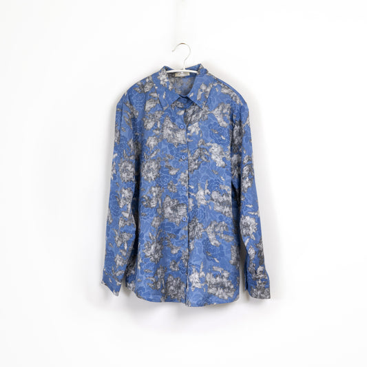 Blue Pattern Long Sleeve Blouse