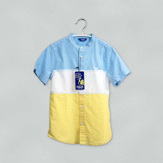 R&B Boys Colourblock Shirt with Band Collar