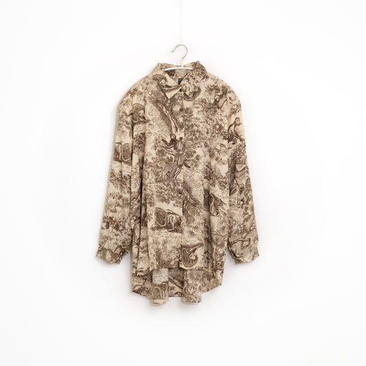 Nature Pattern Printed Long Sleeve Blouse