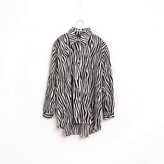 Zebra Stripe Pattern Long Sleeve Blouse