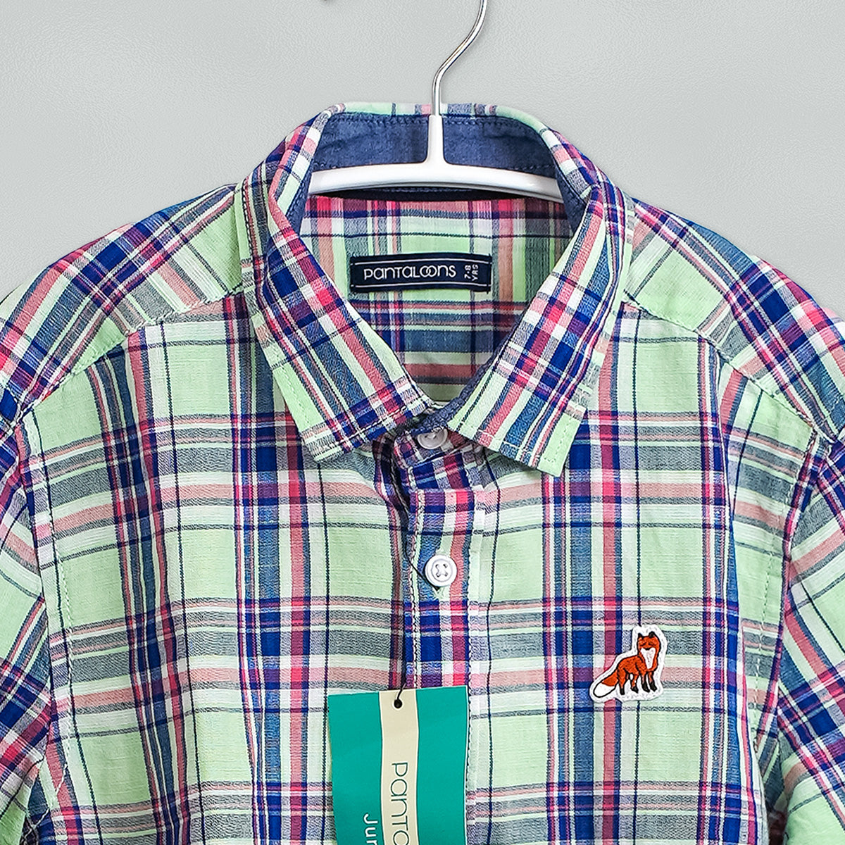 PANTALOONS JUNIOR Light Green Checked Shirts