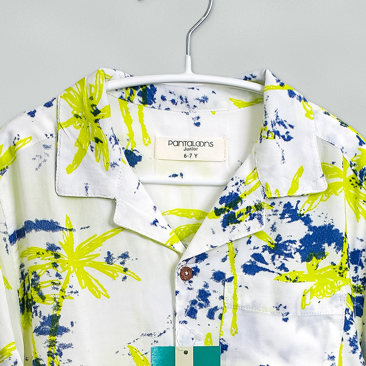 PANTALOONS JUNIOR Boys Tropical Print Shirt with Cuban Collar