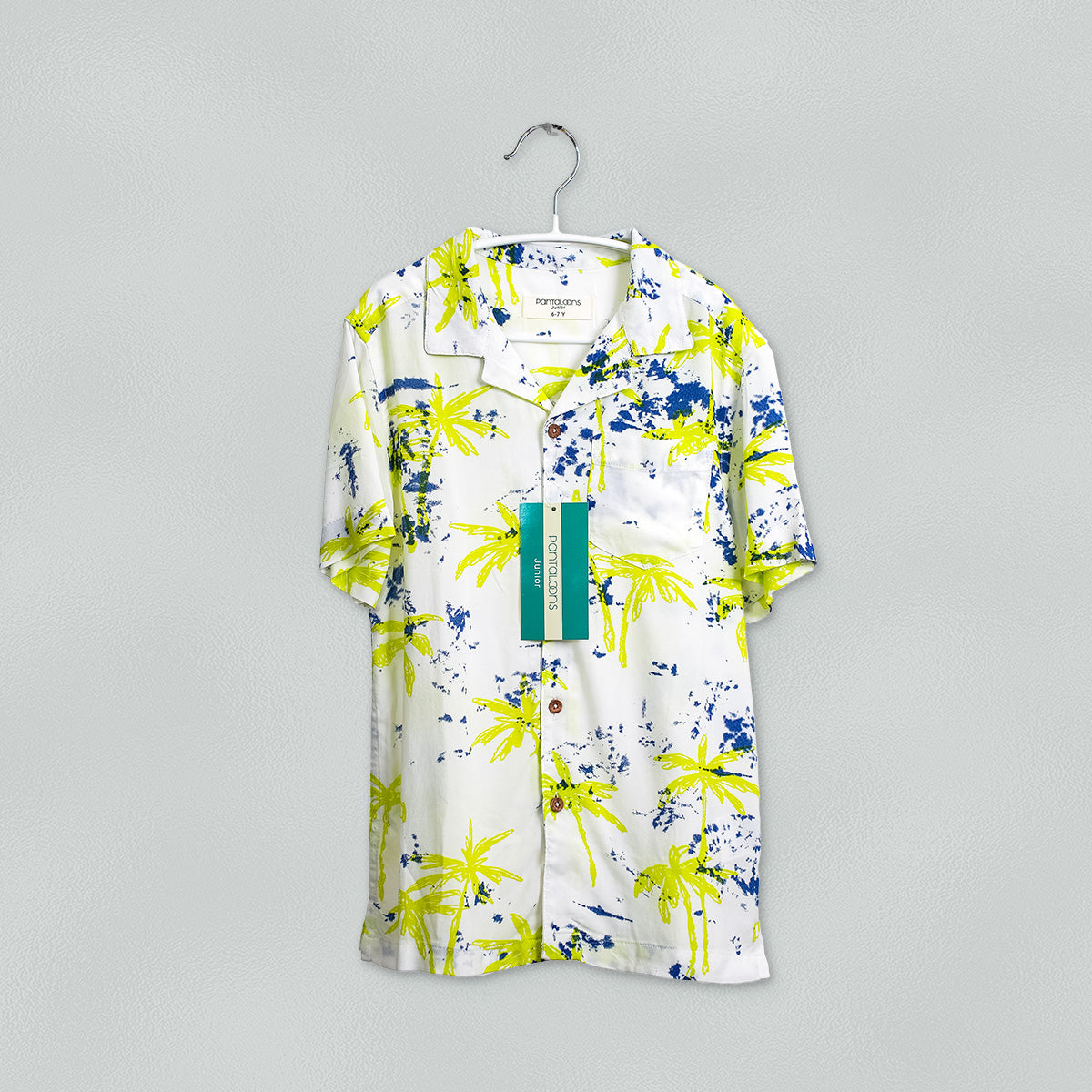 PANTALOONS JUNIOR Boys Tropical Print Shirt with Cuban Collar