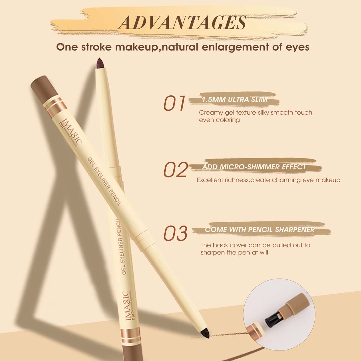 IMAGIC PROfessional Cosmetic GEL EYELINER PENCIL EY-350