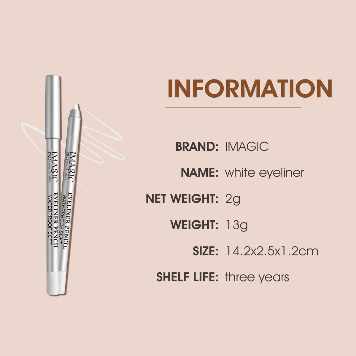 IMAGIC PROfessional Cosmetic WATERPROOF SOFT EYELINER PENCIL EY-348