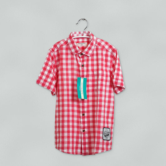 PANTALOONS JUNIOR  Pink Checked Casual Shirt