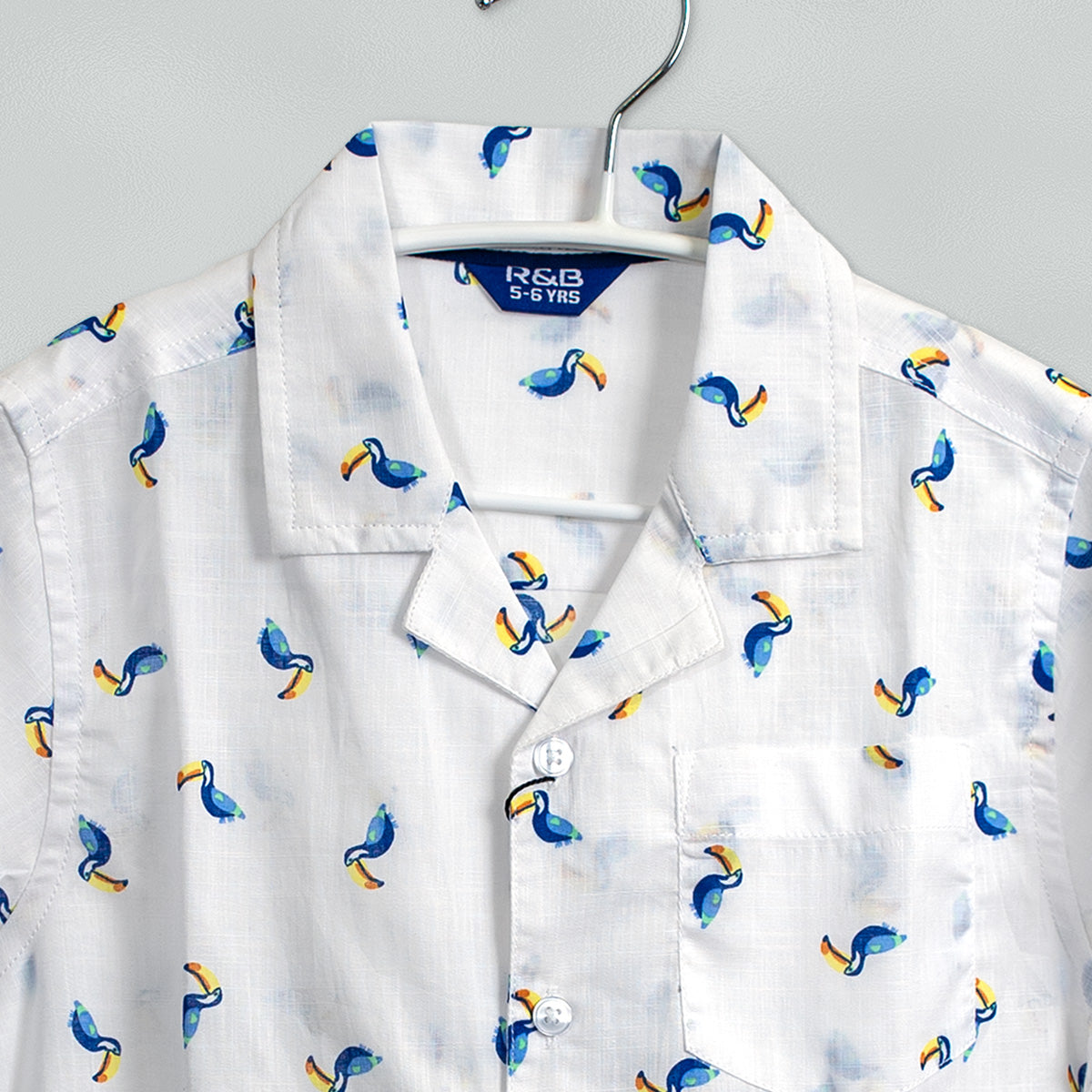 R&B Boys Printed Shirt with Revere Collar and Short Sleeves