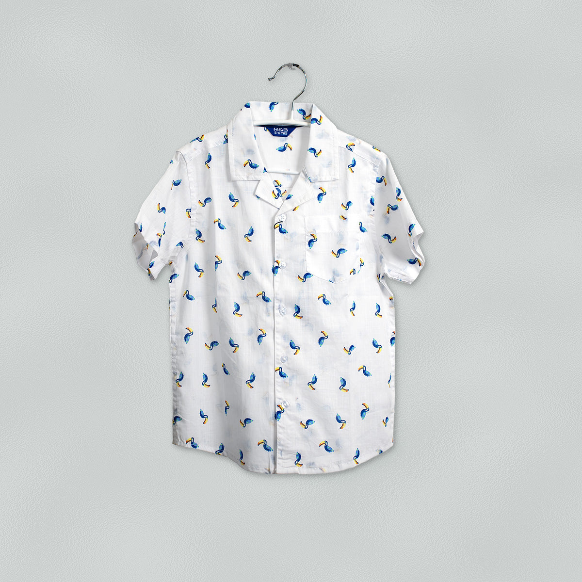 R&B Boys Printed Shirt with Revere Collar and Short Sleeves