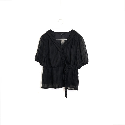 Women Black Woven Wrap Top