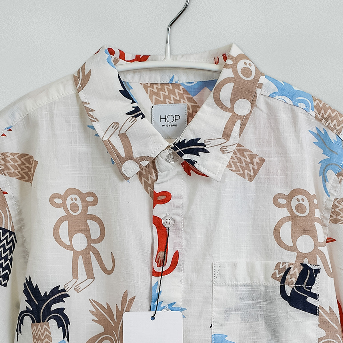 HOP Kids Beige Monkey Printed Shirt