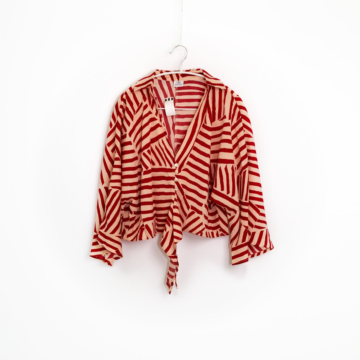 Red Stipe Line Pattern Women Top