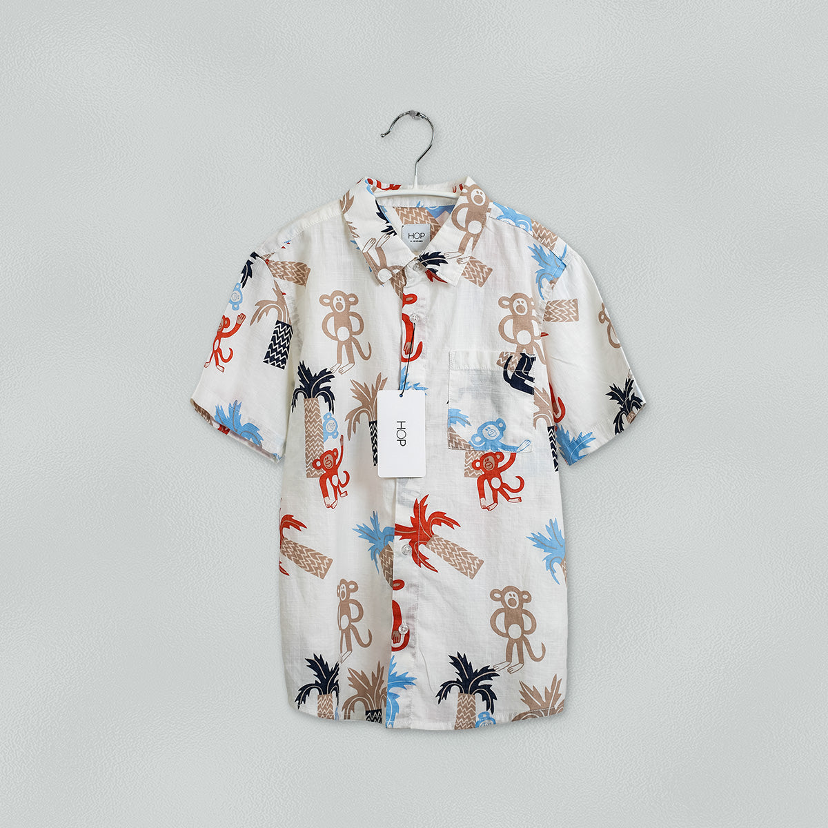 HOP Kids Beige Monkey Printed Shirt