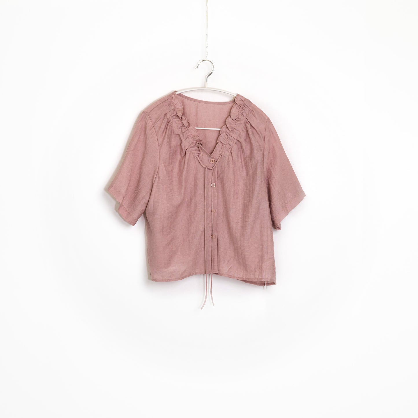 Short Sleeve V-Neck Linen Top