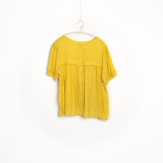 Bright Yellow Half Sleeve Buttoned Top