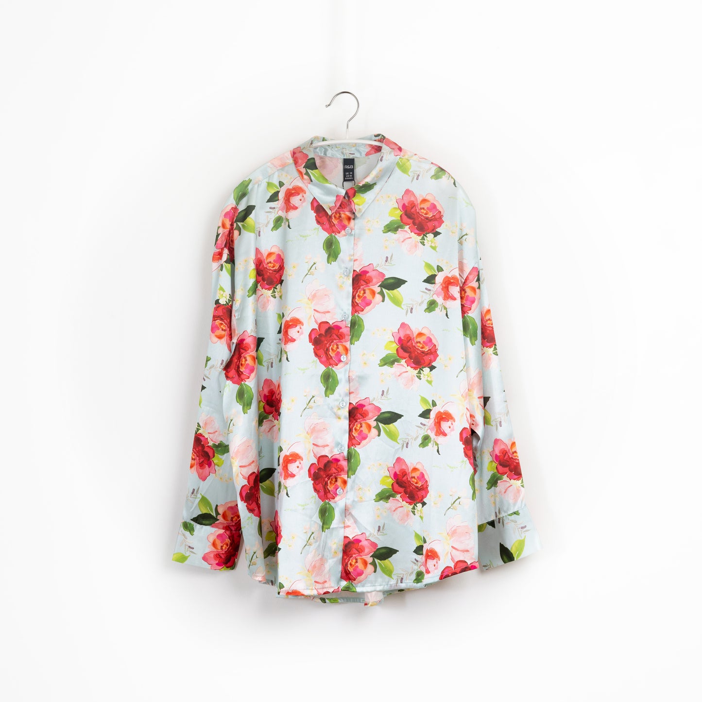 Women Floral Print Satin Long Sleeve Blouse