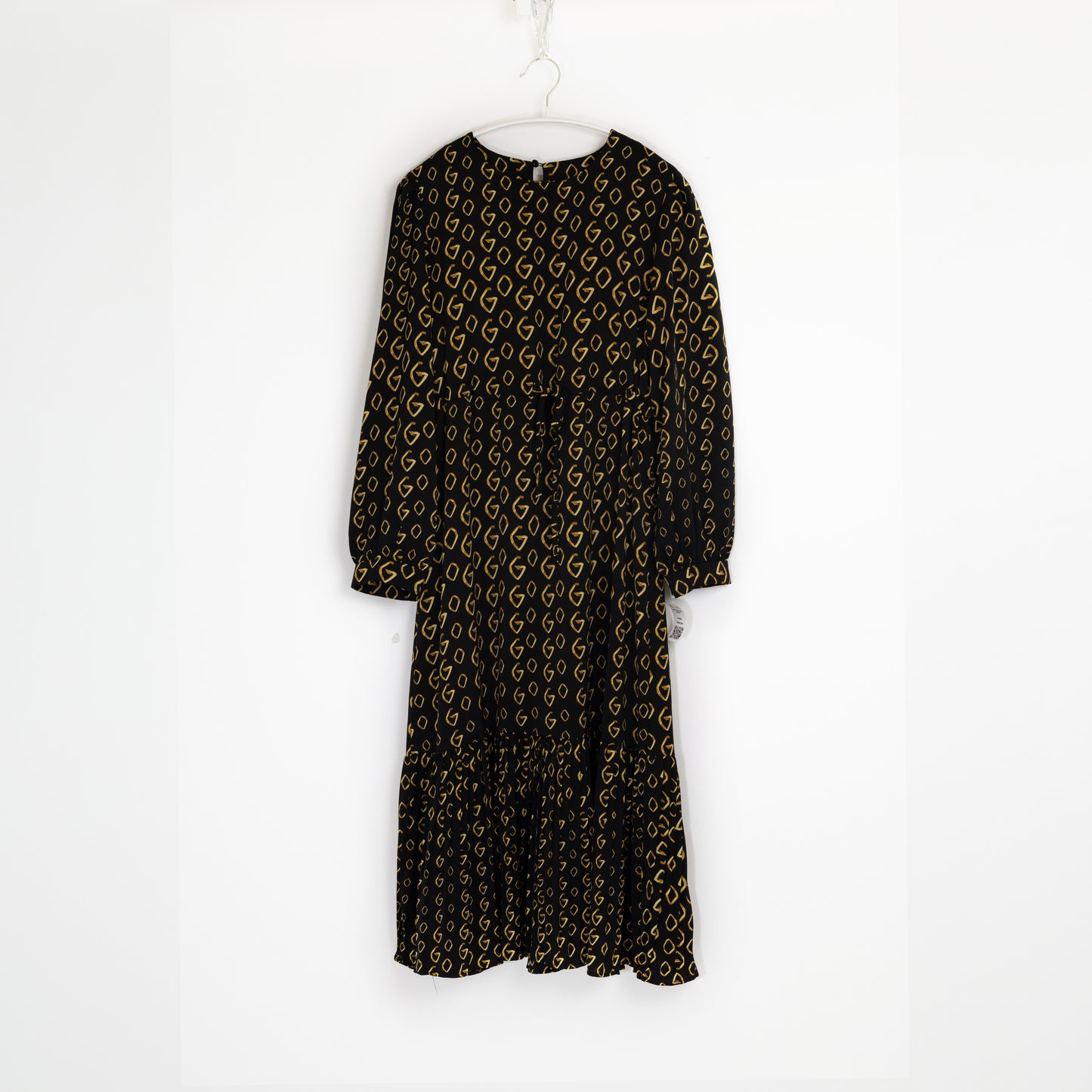 Black Pattern Pint Long Sleeve Abaya Dress