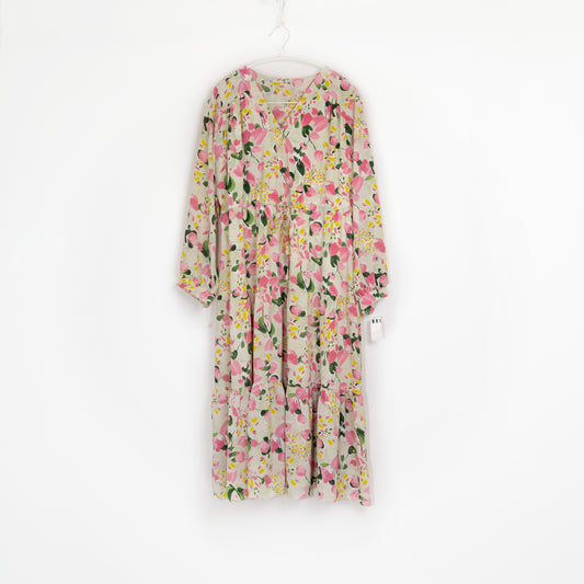 Floral Pattern Long Sleeve Abaya Dress