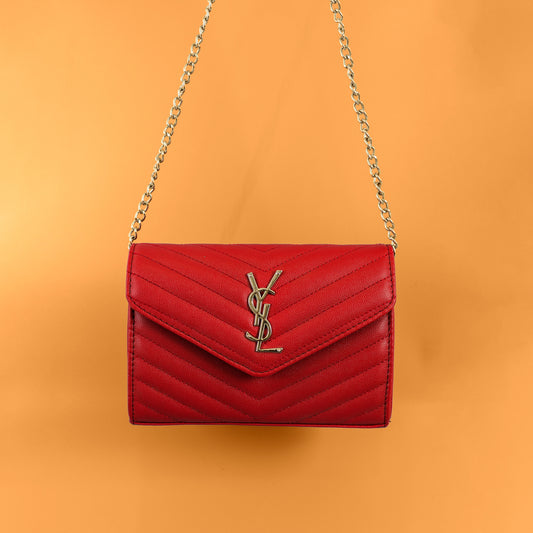 Red PU Leather Handbag