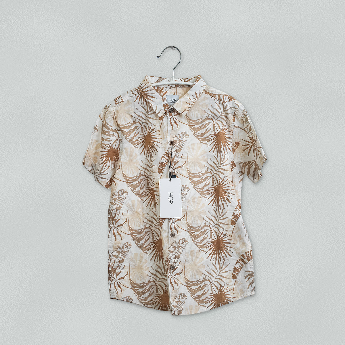 HOP Kids Beige Foliage Printed Shirt