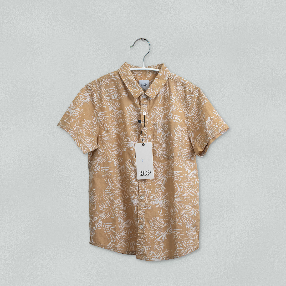 HOP Kids Beige Leaf Abstract Printed Shirt