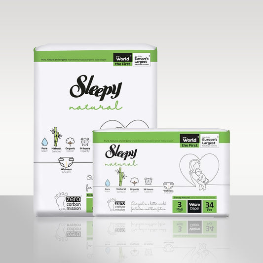 Sleepy Natural Velcro Diapers Size 3 6 Midi 4-9kgs